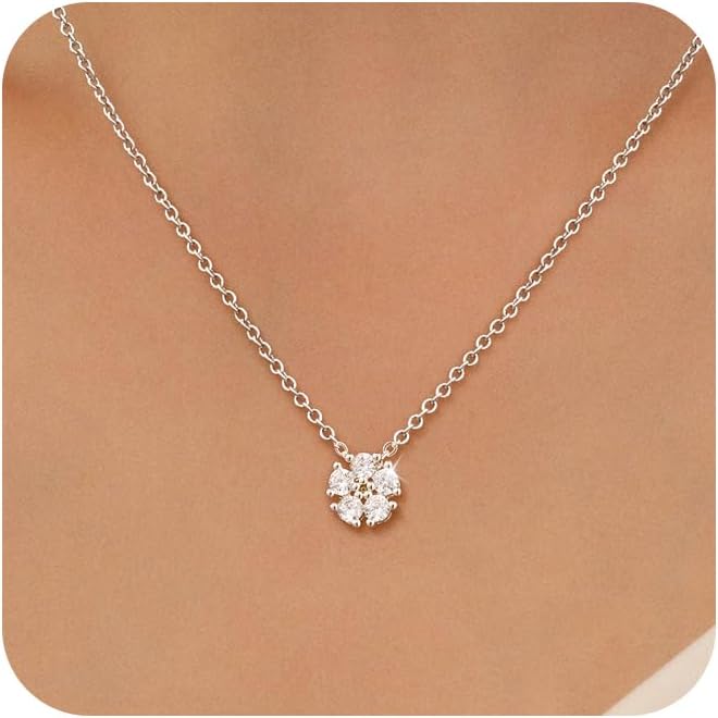Cubic Zirconia Necklace, Dainty 14k Gold Plated Diamond Necklaces For Women Choker Necklace Simple Gold Plated CZ Jewelry Necklaces for Women Trendy Gifts