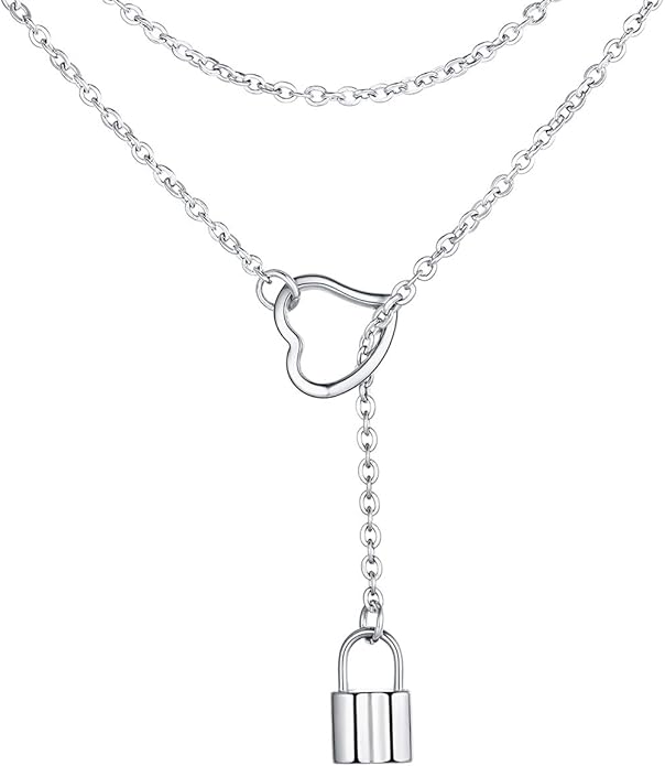 FOCALOOK Lariat Y-Necklaces | Long Necklaces for Women | Long Black Necklaces | Gold Necklaces for Women | Drop Heart Necklaces for Women | Front Adjustable Long Chain Necklace