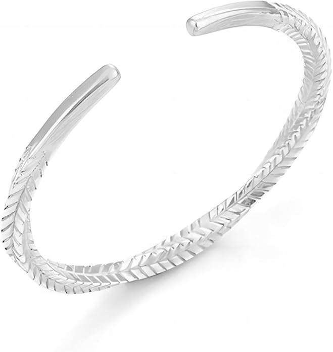 Kim Carrey S925 Sterling Silver Bracelet, Open Bangle Cuff Design, Men's Stacked Bracelets Gift Jewelry for My Man