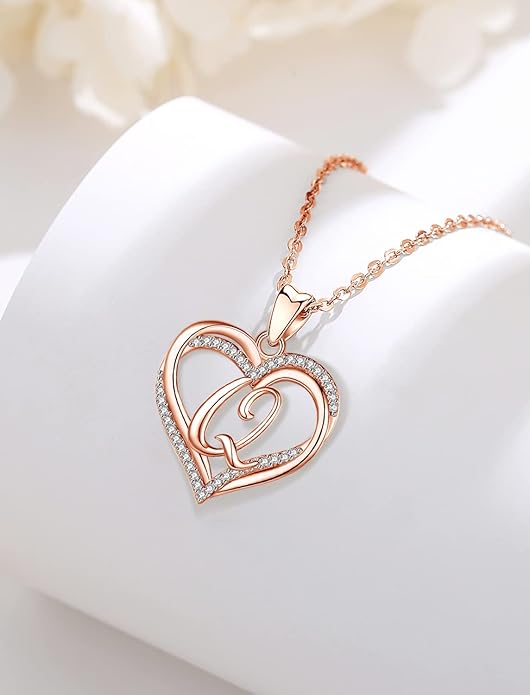 INFUSEU Unique Initial Necklaces for Women Girls Small Heart Letter Jewelry, Meaningful Personalized Gifts