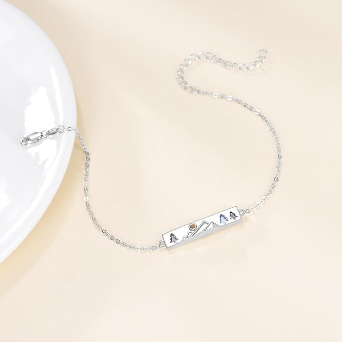 AOBOCO Mustard Seed Bracelet S925 Sterling Silver Mountain Cross Bracelets Christmas Christian Faith Jewelry Mothers Day Birthday Gifts for Mom