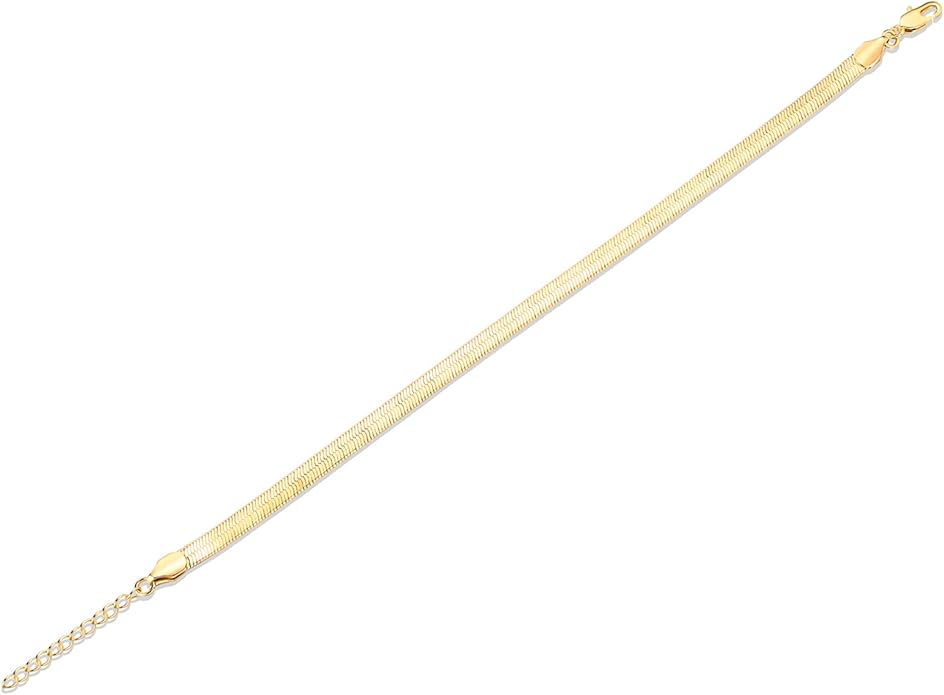PAVOI 14K-18K Gold Plated Charm Link Flat Gold Anklets for Women | Beaded Marina Link Mariner Paperclip Snake Chain Jewelry Anklets
