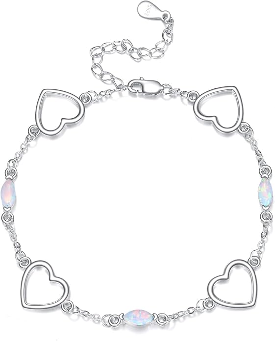 CRMAD Cross/Heart/Infinity/Star of David Bracelet for Women Sterling Silver Opal/Malachite/Moonstone Bracelet Cross Jewelry Gift for Women