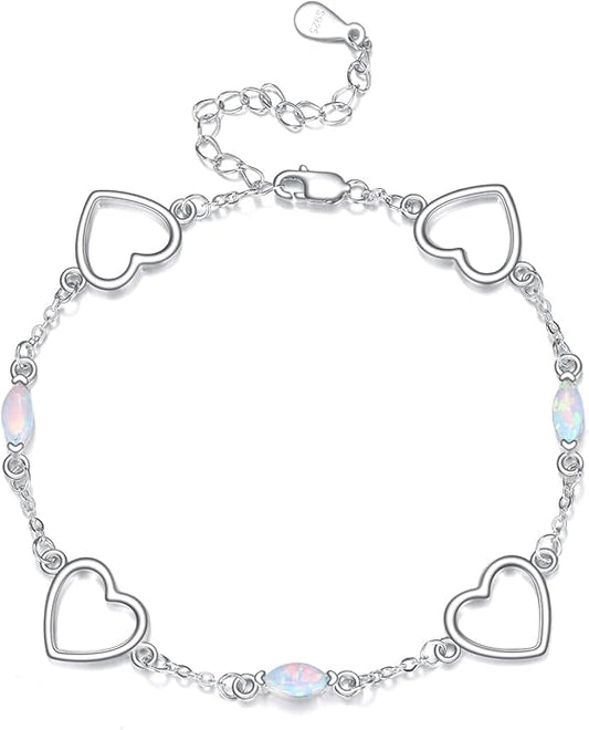 CRMAD Cross/Heart/Infinity/Star of David Bracelet for Women Sterling Silver Opal/Malachite/Moonstone Bracelet Cross Jewelry Gift for Women