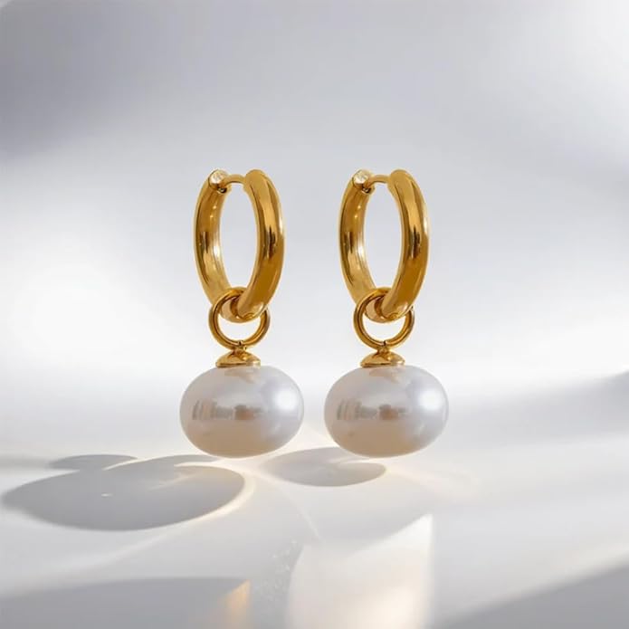 8YEARS Chunky Gold Hoop Earring for Women, 18K Gold Plated Lightweight Thick Hoops, Hypoallergenic Trendy Jewelry for Gift