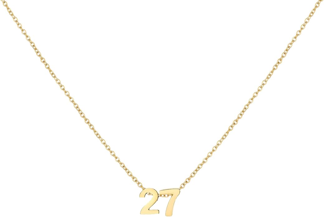 Number Necklace for Women Dainty 18K Gold Plated Pendant Necklace Charm Birth Month Personalized Jewelry Birthday Gift