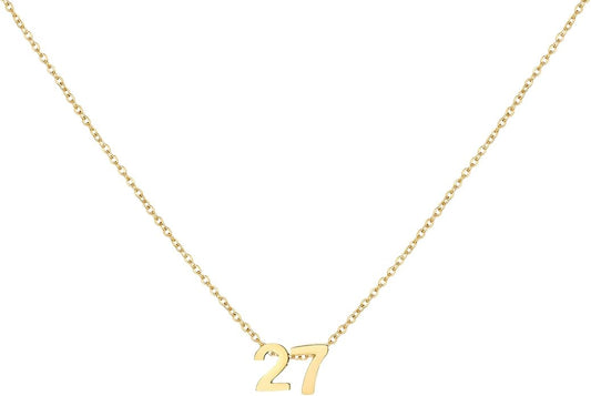 Number Necklace for Women Dainty 18K Gold Plated Pendant Necklace Charm Birth Month Personalized Jewelry Birthday Gift