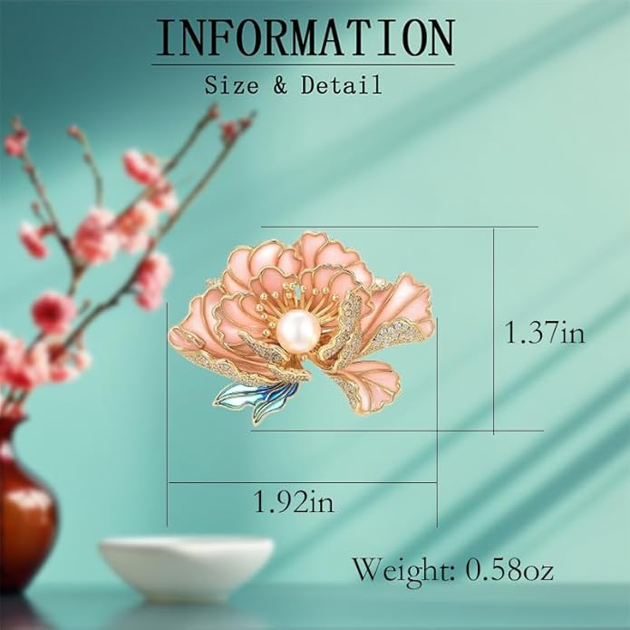 Flower Brooch Pin - Rhinestone Flower Pin 18k Gold Plated - Thanksgiving Day, Birthday, Wedding Gifts for Mom, Wife