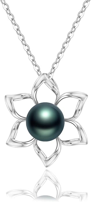 Tahitian Black Pearls Authentic South Sea Pearl Pendant Necklace 10.5mm Round 18K Gold Plated 925 Sterling Silver - Fine Jewelry Gifts for Women Wife Mom Daughter