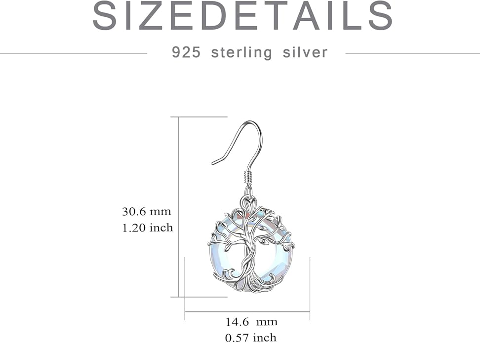 TOUPOP Tree of Life Earrings 925 Sterling Silver Family Tree Dangle Drop Earrings Crystal Jewelry Birthday Christmas Gifts for Women Her