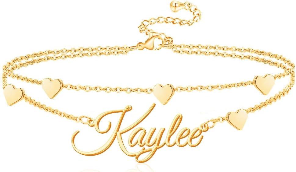 Yofair Ankle Bracelets for Women 18K Gold Plated Custom Gold Name Anklet Personalized Dainty Anklet Bracelet Summer Beach Jewelry for Women