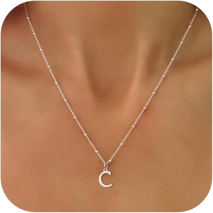 Initial Necklaces for Women Dainty Gold Letter Pendant Necklace 14k Gold Plated A-Z Name Necklaces Cute Charm Choker Necklace Fashion Accessories Non Tarnish Trendy Jewelry Gift