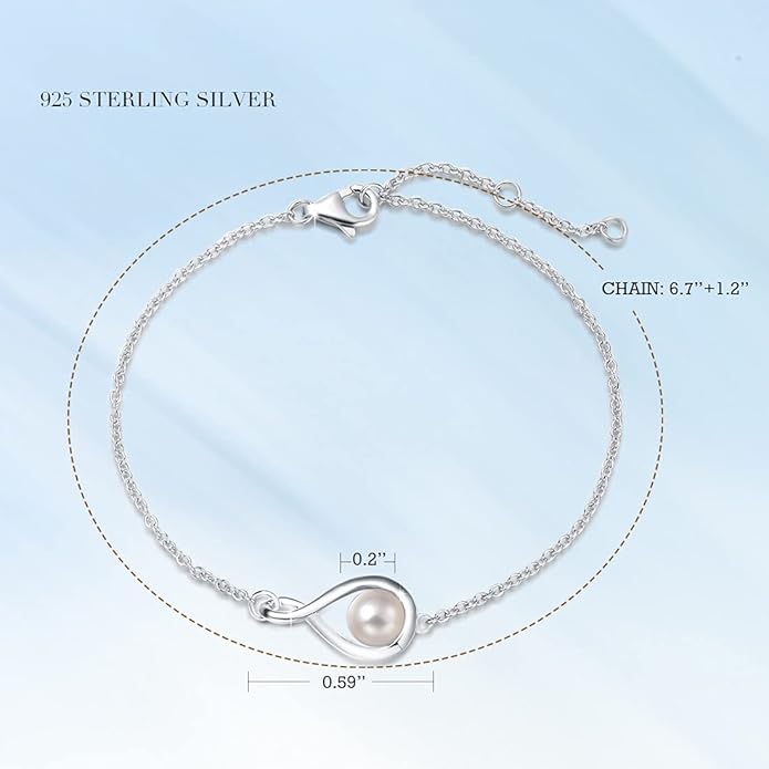 FANCIME Love Bracelet 925 Sterling Silver Infinity Birthstone Bracelets for Women Fine Jewelry Birthday Christmas Gifts for Her Mom Wife, Chain Length 6.7"+1.2" Extend
