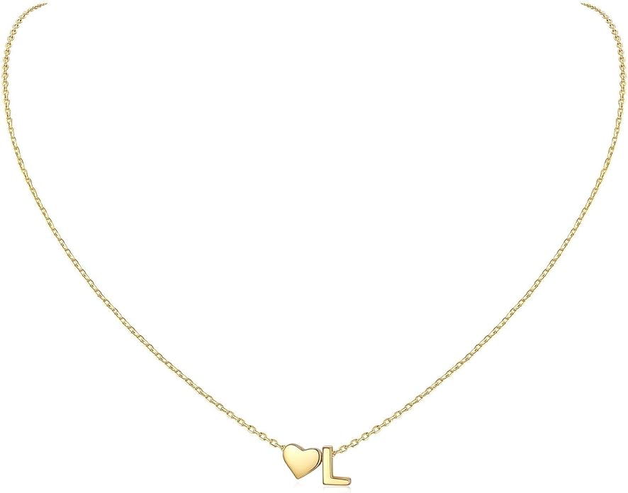 ChicSilver 925 Sterling Silver Heart Initial Necklaces for Women -Dainty Personalized Heart Pendant Letter Alphabet Necklace for Women