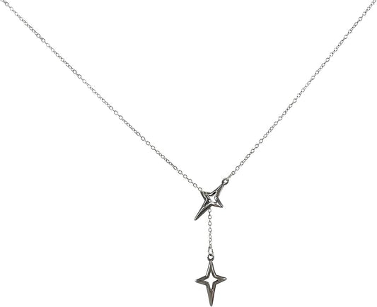 Irregular Y2k Long Y-shaped Necklace with Zircon Inlaid Sparkling Brick Tassel Pendant Double-Layer Chain High-end Fashion Accessory Women's