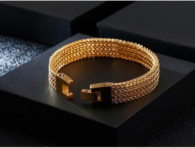 18K gold solid mesh bracelet, men's fashionable tennis bracelet, high-end accessories, men's gifts, Christmas gifts