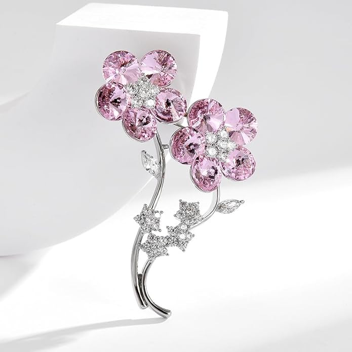 UNVAK Rhinestone Flower Brooch - Crystal Flower Pin for Women - Valentine's Day & Mother's Day Gift