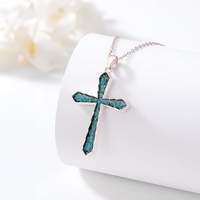 Cross Necklace for Women 925 Sterling Silver Cross Pendant Religious Christian Jewelry Faith Easter Gifts for Wife