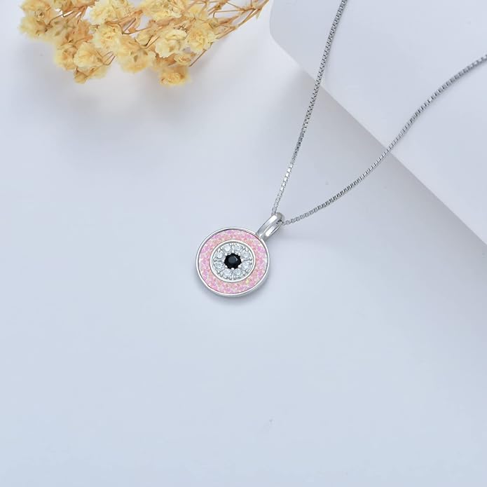 PEIMKO Evil Eye Necklace for Women 925 Sterling Silver Greek Protection Evil Eye Necklaces Jewelry Amulet Gift for Women