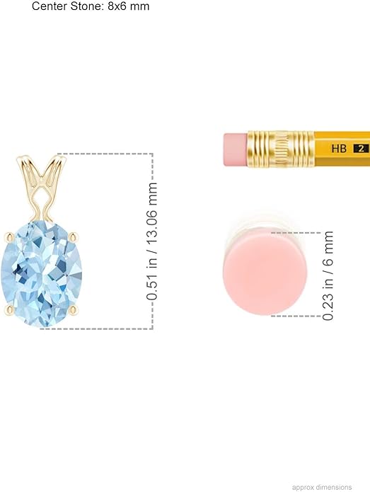 Angara Natural Aquamarine Solitaire Pendant for Women | Vintage in 14K Solid Gold/Platinum With 18" Chain | March Birthday, Anniversary, Gemstone Jewelry Gift