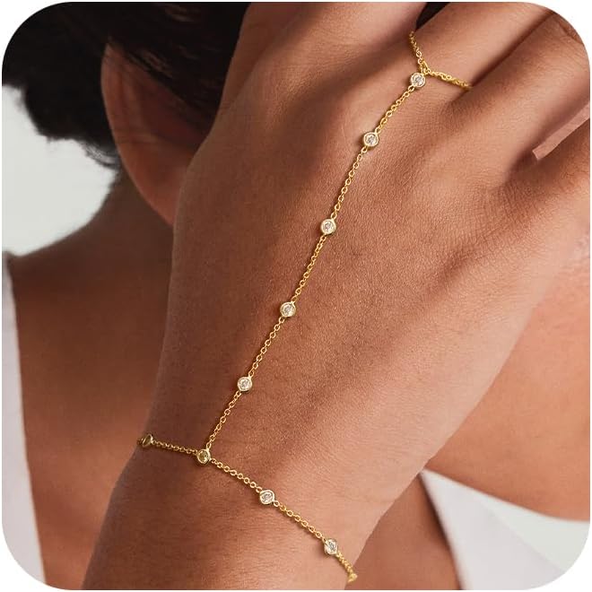 Hand Chain Bracelet for Women, Finger Ring Bracelets for Women Trendy, Dainty Simple Waterproof Bracelet Fashion Jewelry for Women