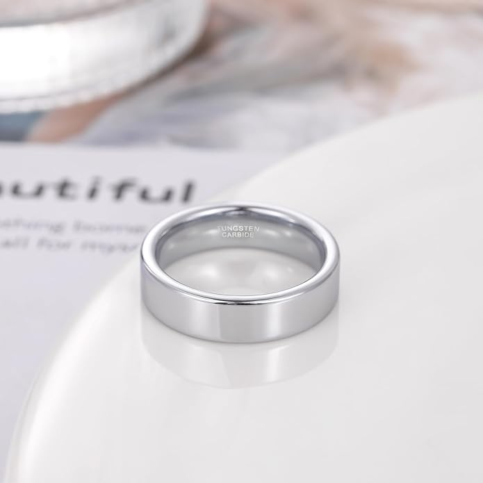 TRUMIUM 2mm 4mm 6mm Tungsten Rings for Women Men's Wedding Bands 24K Gold Plated Beveled Edges Flat High Polished Comfort Fit Size 5-14