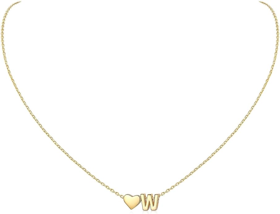 ChicSilver 925 Sterling Silver Heart Initial Necklaces for Women -Dainty Personalized Heart Pendant Letter Alphabet Necklace for Women