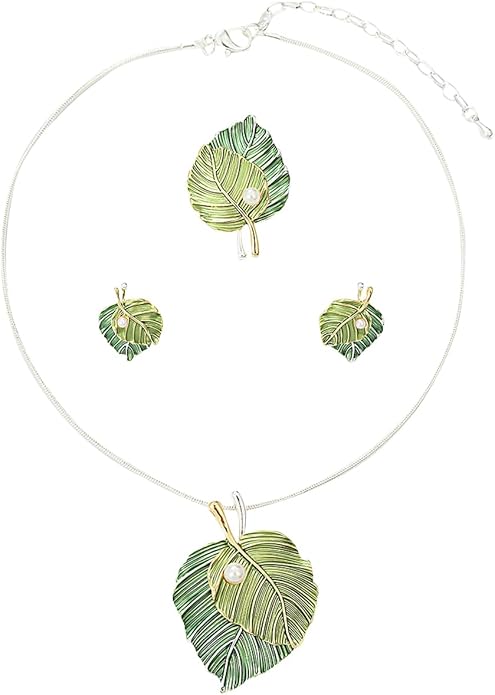 Vintage Chunky Statement Jewelry Set Retro Leaf Floral Geometric Bohemian Boho Bib Necklace Earring Set Fashion Costume Jewelry for Women Girls Wedding Party Prom Unique Gift