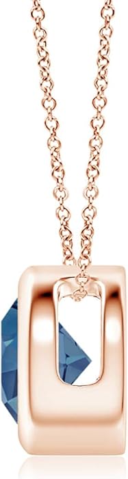Angara Natural London Blue Topaz Solitaire Pendant for Women | Round Blue Topaz Pendant Necklace in 14K Solid Gold/Silver/Platinum With 18" Chain | December Birthday, Gemstone Jewelry Gift