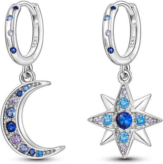 925 Sterling Silver Women Earrings, Sparkling Star and Moon Earrings, Various Hypoallergenic Earrings, Best Gift for Women