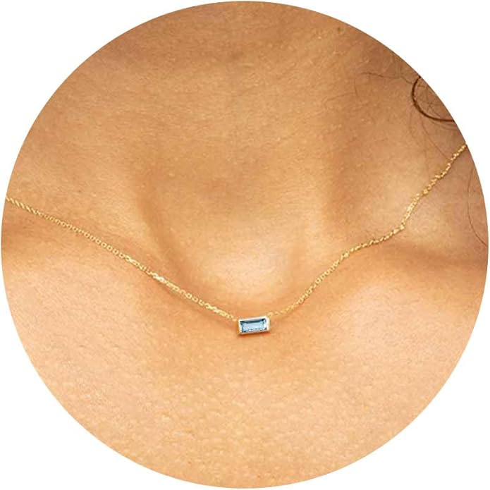 JSJOY Gold Birthstone Necklace for Women Dainty Birthstone Pendant Necklace for Teens Birthday Gifts Jewelry for Mothers Wife Grandma Graduation Gifts for Teenagers