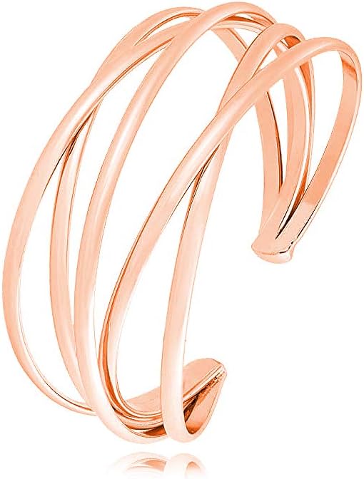 FUTIMELY Boho Chunky Cuff Bracelet for Women,Gold/Silver/Rose gold Multi-layer Cross Wire Bangle Bracelets Open Adjustable Wide Cuff Bracelet Fashion Statement Jewelry