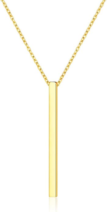ChicSilver Customizable Vertical Bar Pendant Necklace 925 Sterling Silver Y Necklace Simple Fashion Jewelry Gifts for Women