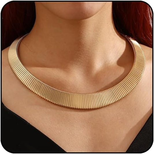 Collar Necklace for Woman Trendy Silver Choker Necklaces for Woman Statement Open Round Collar Choker Necklace