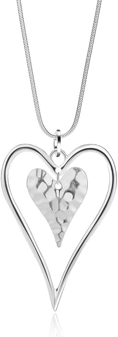 Long Heart Necklace for Women Gold Chain Pendant Y Necklace Set Statement Pendant Chic Jewelry With