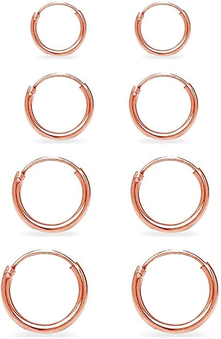 Silver Hoop Earrings- Cartilage Earring Small Hoop Earrings for Women Men,4 Pairs of Hypoallergenic 925 Sterling Silver Tragus Earrings