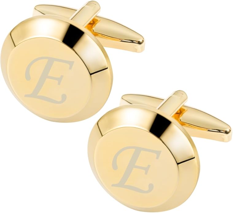GWD Cufflinks for Men Stainless Steel Initial Cuff Links Alphabet Letter A-Z Groom Father Gift