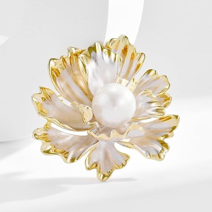 Flower Brooch Pin Rhinestones Pearl Flower Brooches Floral Pin Jewelry for Women Girls