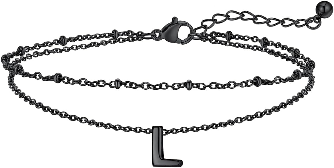 FaithHeart Initial Ankle Bracelets for Women, Waterproof 14k Gold Plated Initial Anklets Non Tarnish Stainless Steel Layered Anklet Summer Beach Foot Jewelry