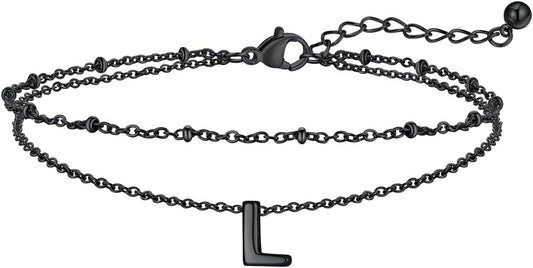 FaithHeart Initial Ankle Bracelets for Women, Waterproof 14k Gold Plated Initial Anklets Non Tarnish Stainless Steel Layered Anklet Summer Beach Foot Jewelry