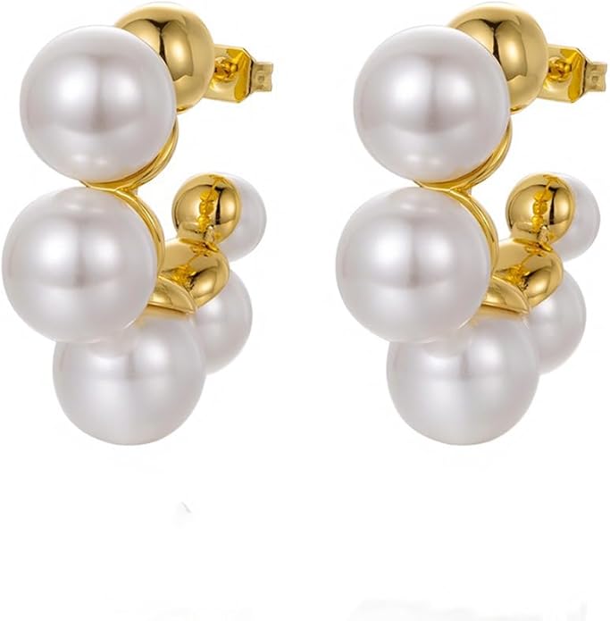 8YEARS Chunky Gold Hoop Earring for Women, 18K Gold Plated Lightweight Thick Hoops, Hypoallergenic Trendy Jewelry for Gift