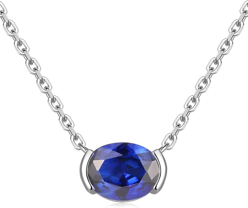 CYW Moissanite/Ruby/Sapphire/Emerald Dainty Pendant Necklace for Women, Novelty Design, Really Authentic Solid 925 Sterling Silver, 16"/18"/20" Adjustable, Birthday Anniversary Valentines Gift