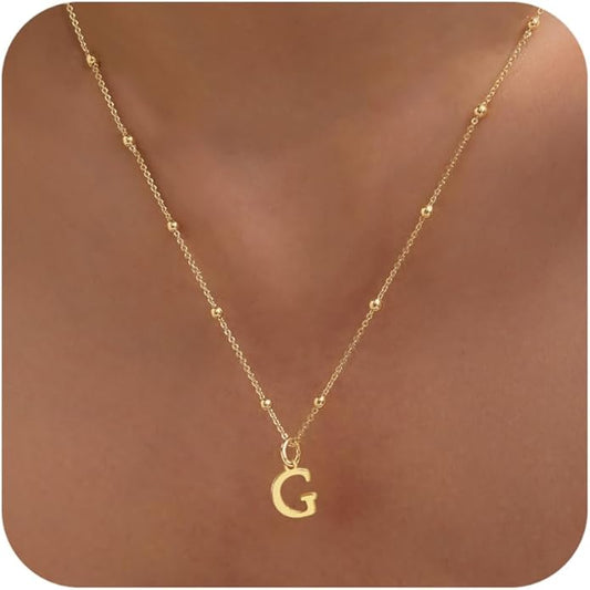 Initial Necklaces for Women Dainty Gold Letter Pendant Necklace 14k Gold Plated A-Z Name Necklaces Cute Charm Choker Necklace Fashion Accessories Non Tarnish Trendy Jewelry Gift
