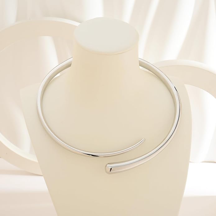 Chunky Collar Necklaces for Women Bold Gold Silver Teardrop Choker Necklace Open Cuff Necklace Fashion Statement Necklaces