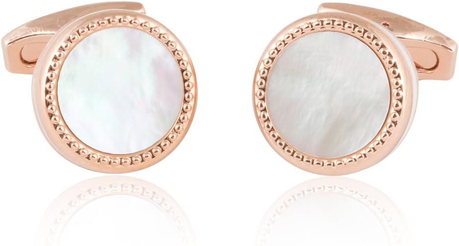 Cuff-Daddy Rose Gold Mother of Pearl Cufflinks and Studs Formal Set with Presentation Box