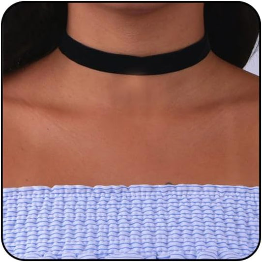 Sora Tuki Black Choker Necklace for Women 1cm-3cm Wide Velvet Leather Lace Chocker Tattoo Collar 90s Goth Jewelry