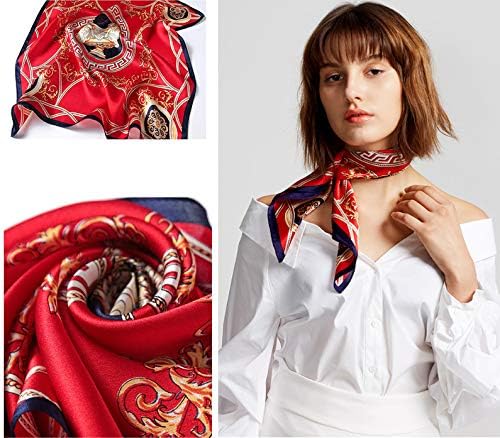 ANDANTINO 100% Mulberry Silk Scarf -21” Lightweight Square Neckerchief – Breathable Digital Printed Scarves with Gift Packed