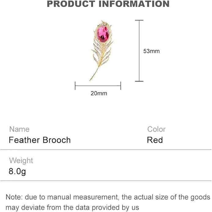 14K Gold Feather Brooch Pin with Moissanite Inlay - Elegant Coat and Suit Accessory for Women, Fashionable Business Attire Enhancement