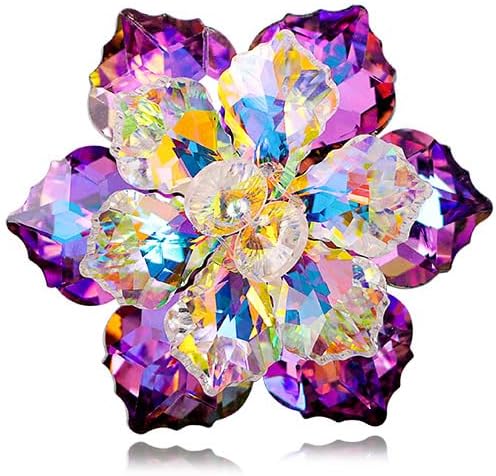Rhinestone Sunflower Brooch Pin for Women Red Black Purple Large Flower Broochs Snowflake Brooch Marquise Wreath Brooches Jewelry
