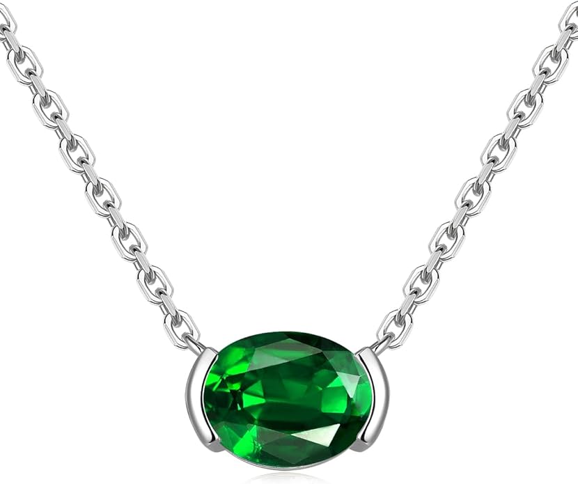 CYW Moissanite/Ruby/Sapphire/Emerald Dainty Pendant Necklace for Women, Novelty Design, Really Authentic Solid 925 Sterling Silver, 16"/18"/20" Adjustable, Birthday Anniversary Valentines Gift